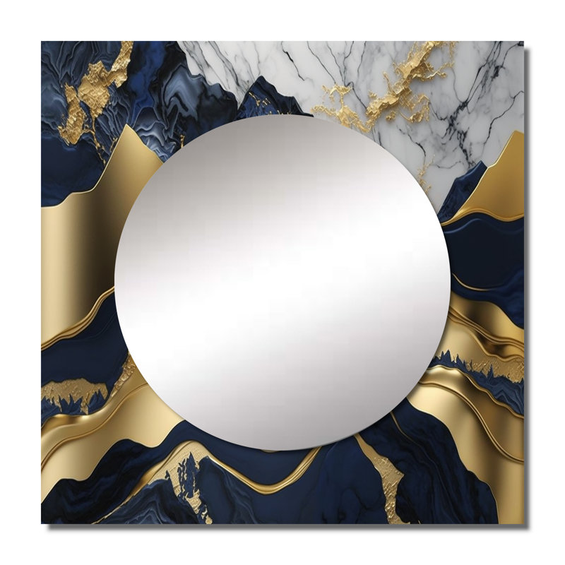 Mirdza - Miroir carré abstrait en marbre pour décoration murale, 29 po x 29 po