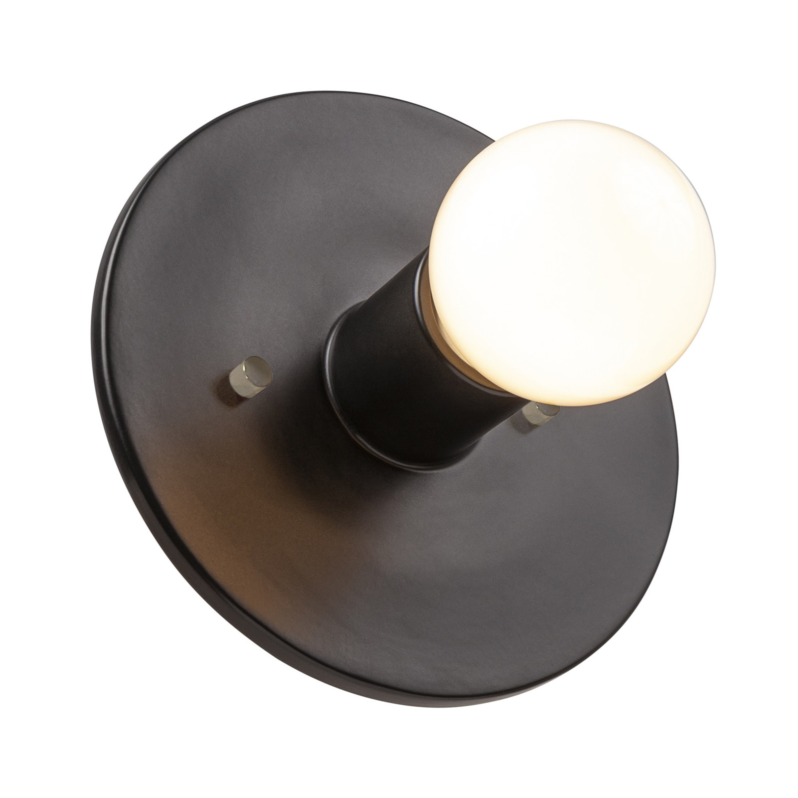 Single Light Dimmable Ceramic Flush Mount Sconce, Carbon Matte Black