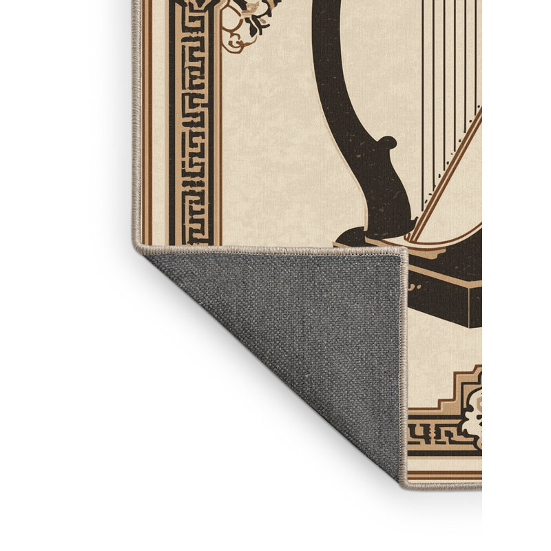 Tapis oriental doux et moelleux de style oriental Edgemont - reliure beige, 8 x 12