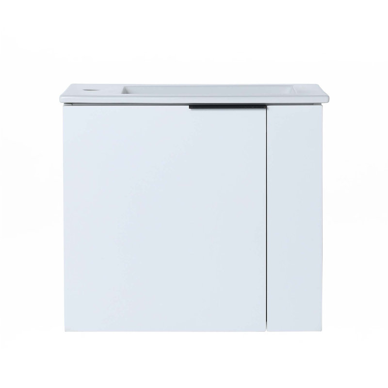 Meuble-lavabo mural avec lavabo en gel, Blanc, 22"