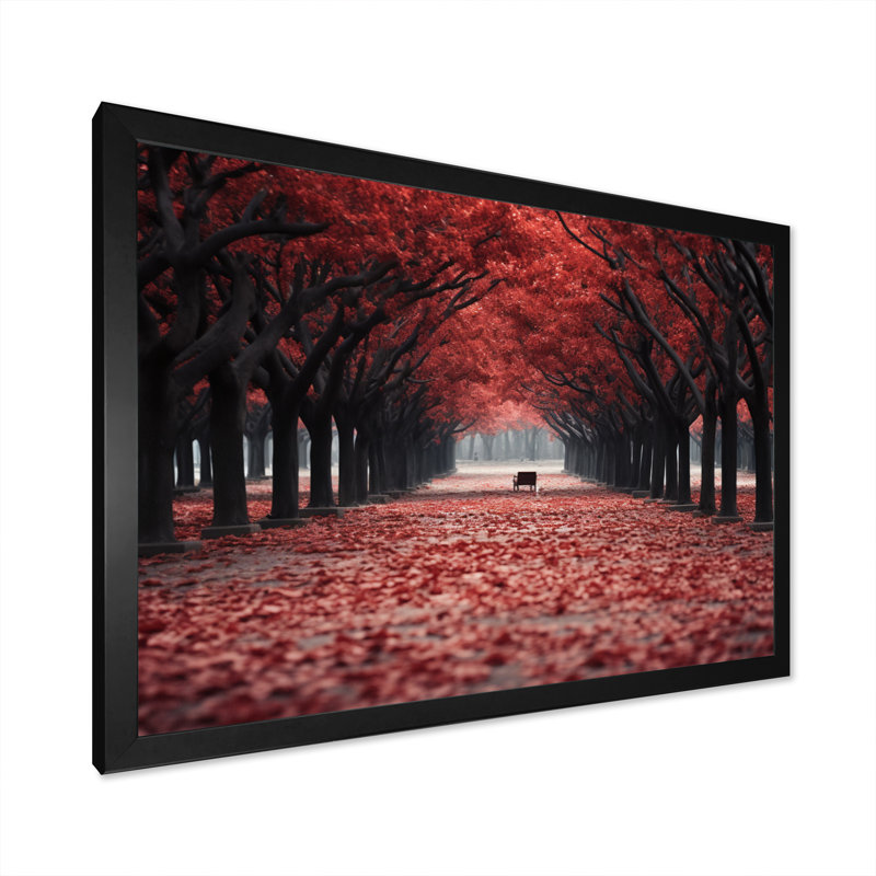 Red And Grey Tree Solitude III Framed On Canvas Print, H 34 po x l 44 po x P 1,5 po, Cadre simple noir