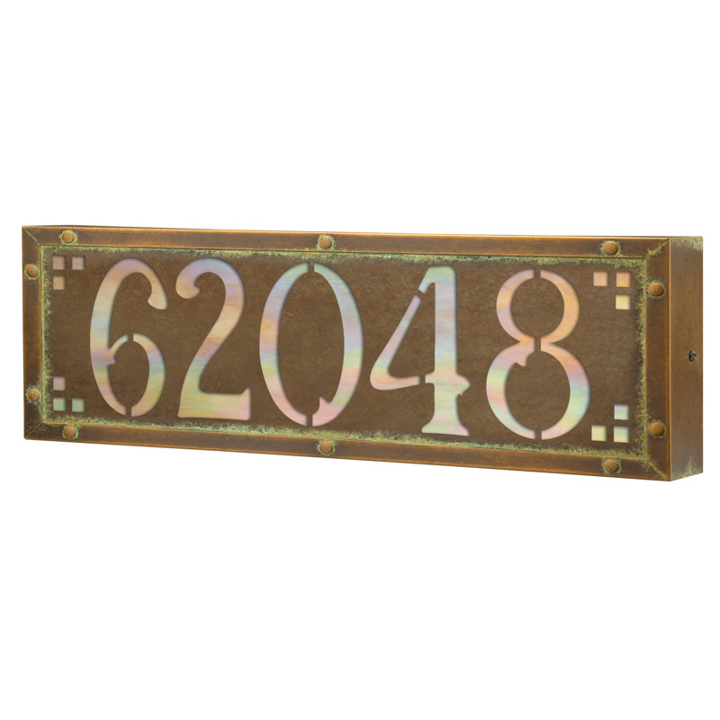 Customizable 12v Wall Address Plaque for 5 Numbers, New Verde/Gold, Yes