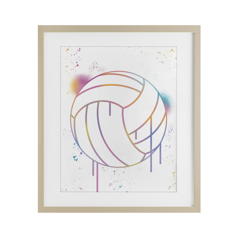 «Graffiti Volleyball Drip», impression par Marcus Prime, Cadre de récolte en pin, H 16 po x l 13 po