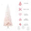 Arbre de Noël artificiel 7 pi, rose et blanc, dévoilement réaliste d'une branche, base en acier de 7 pi, branche, structure,