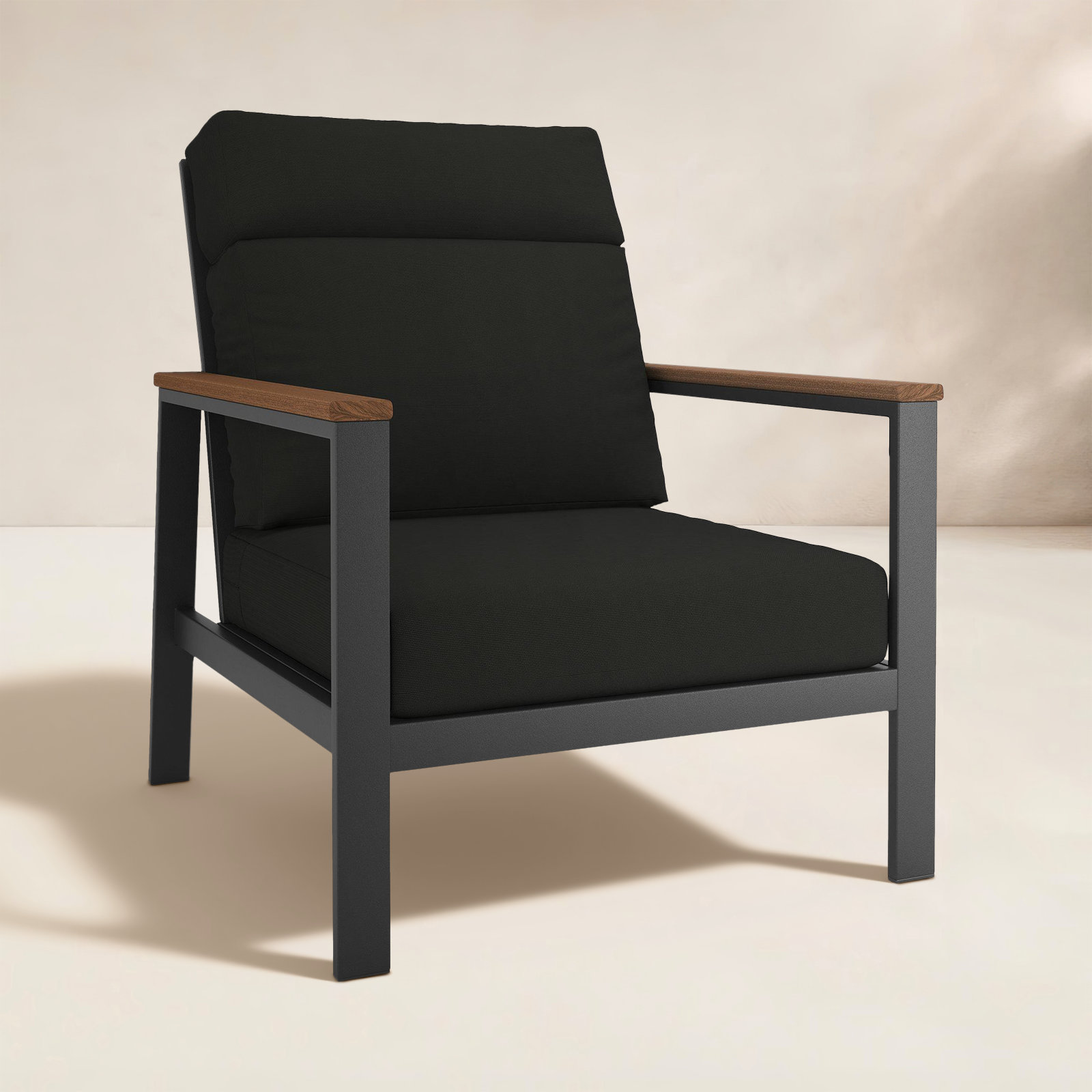 Townsend Sunbrella® Patio Lounge Chair, Brown, Canvas Black, Yes