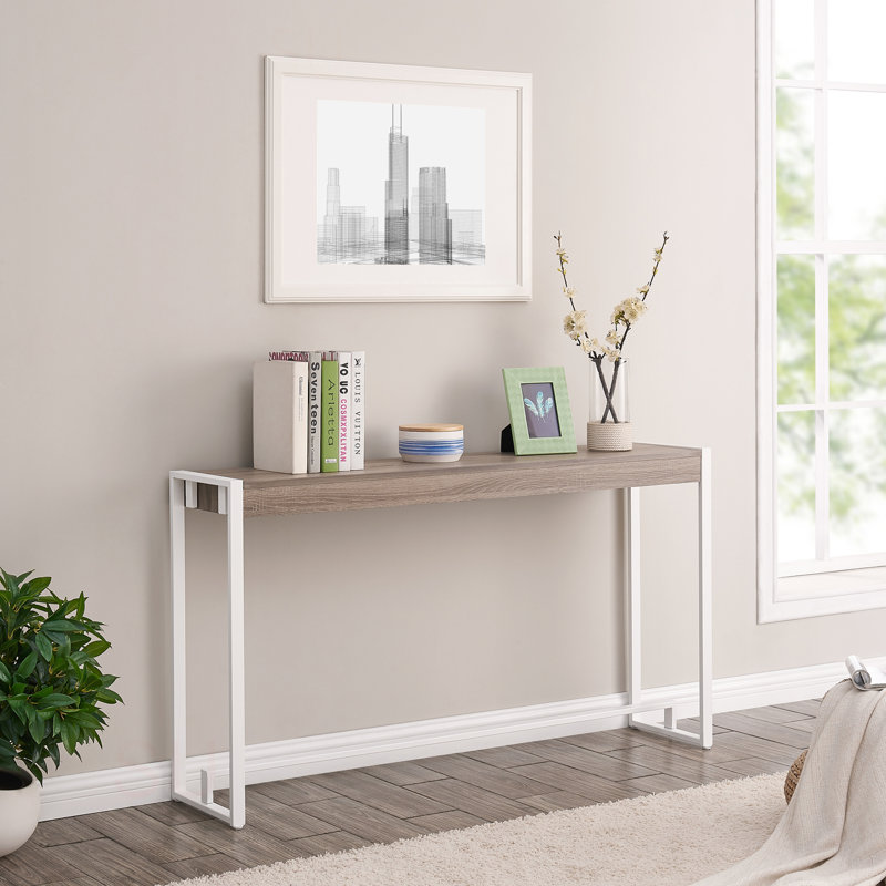 Console Macen pour le salon, Blanc, Naturel