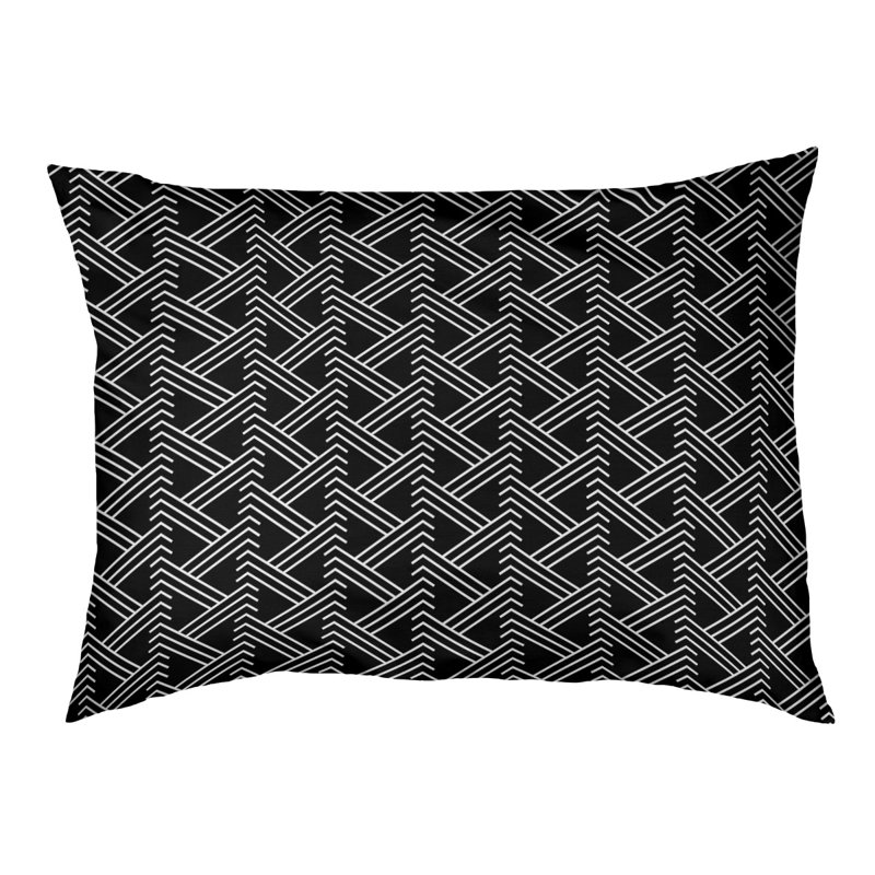 Coussin pour chien en extérieur à motif zig zag Chen, Moyen (l 40 po x P 6,5 po x H 30 po), Noir