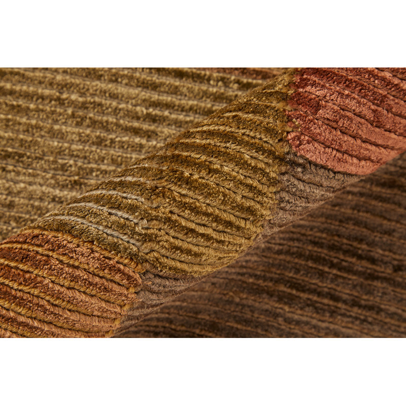 Keystone Hand Knot Color Block Rug, Brown/Rust, 2Ft X 3Ft Accent Rug, Rectangle 5'6" x 8'6"