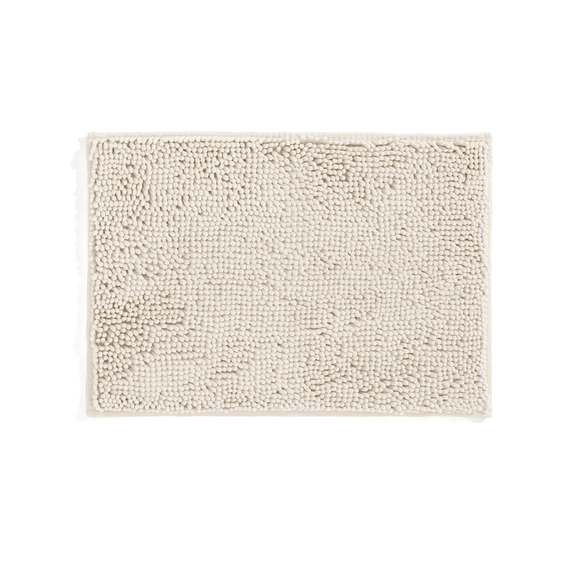 Soft Absorbent Chenille Bath Mat Rug with Anti-Skid Rubber Backing, Ivory, 24" L x 17" W