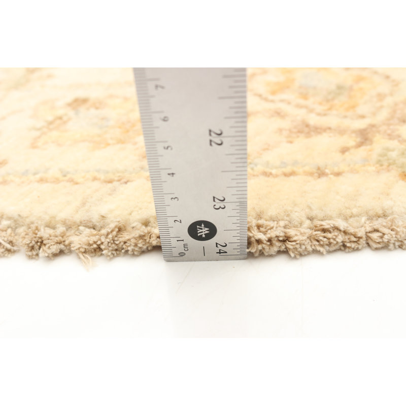 One-of-a-Kind 4'1" New Age Round Wool Area Rug in Cream
