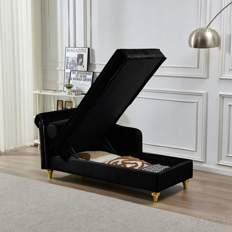 Chaise longue moderne avec revêtement en velours (noir)
