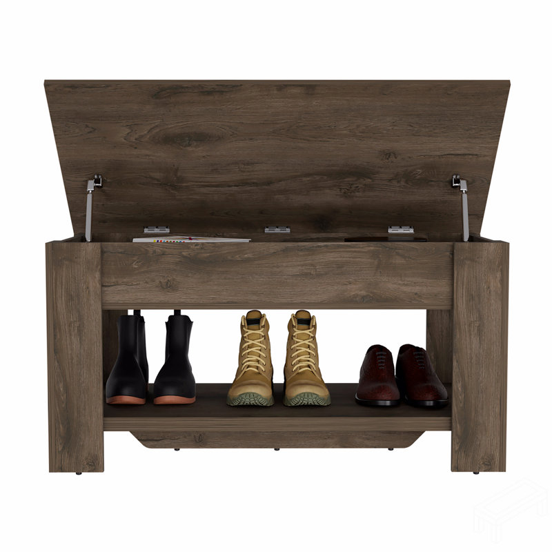 Table de rangement Polgon, tablette de table extensible, tablette inférieure, Brun