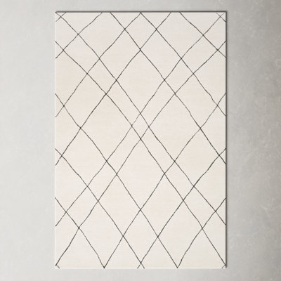 Seaton Black Cream Hand-Tufted Abstract Wool Rug