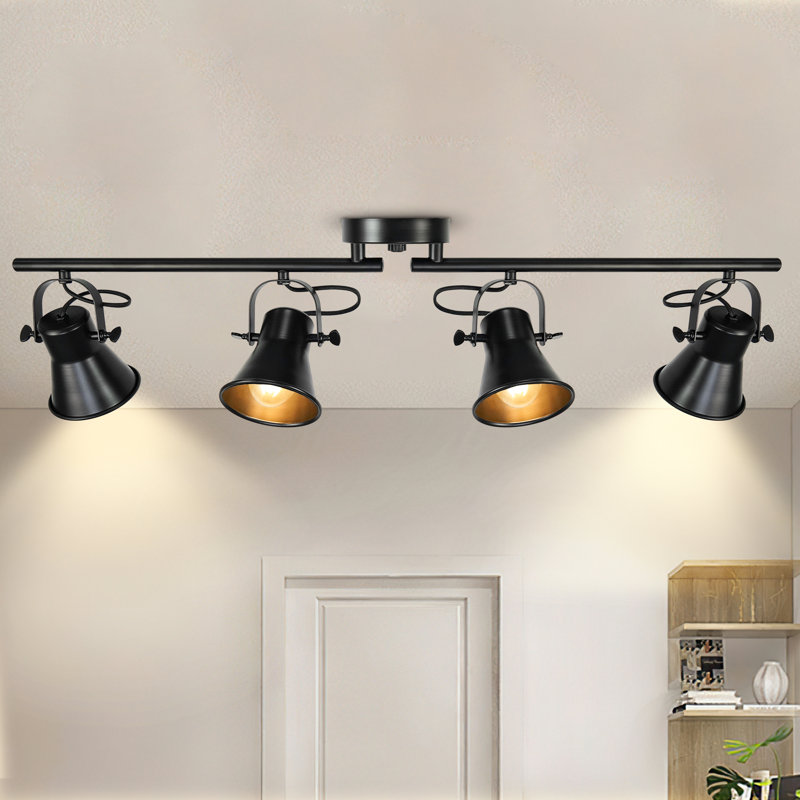 37'' 4 -Light Track Kit Track Lighting Fixtures Ceiling Track Light with Dimmable Adjustable Head