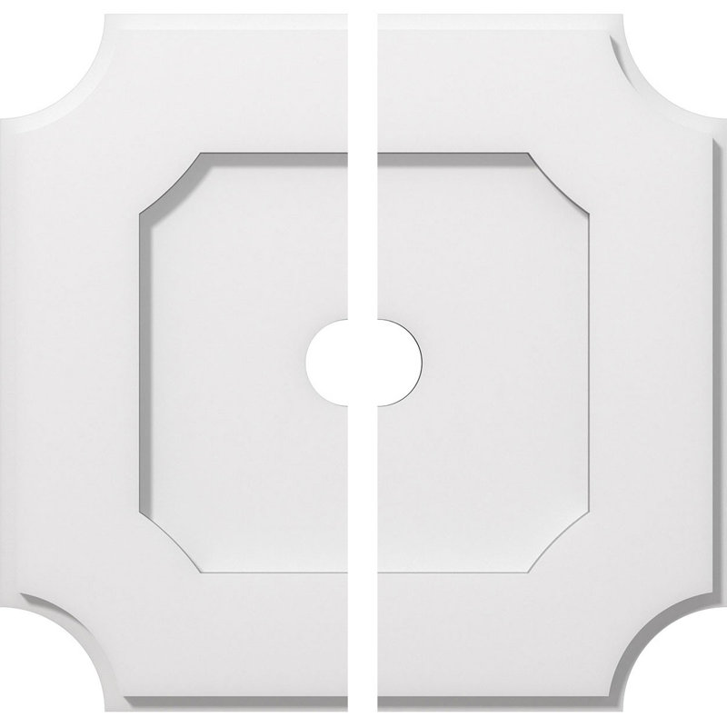 Médaillon de plafond contemporain en PVC de qualité architecturale Locke, deux pièces, H 1 po x l 16 po x P 16 po