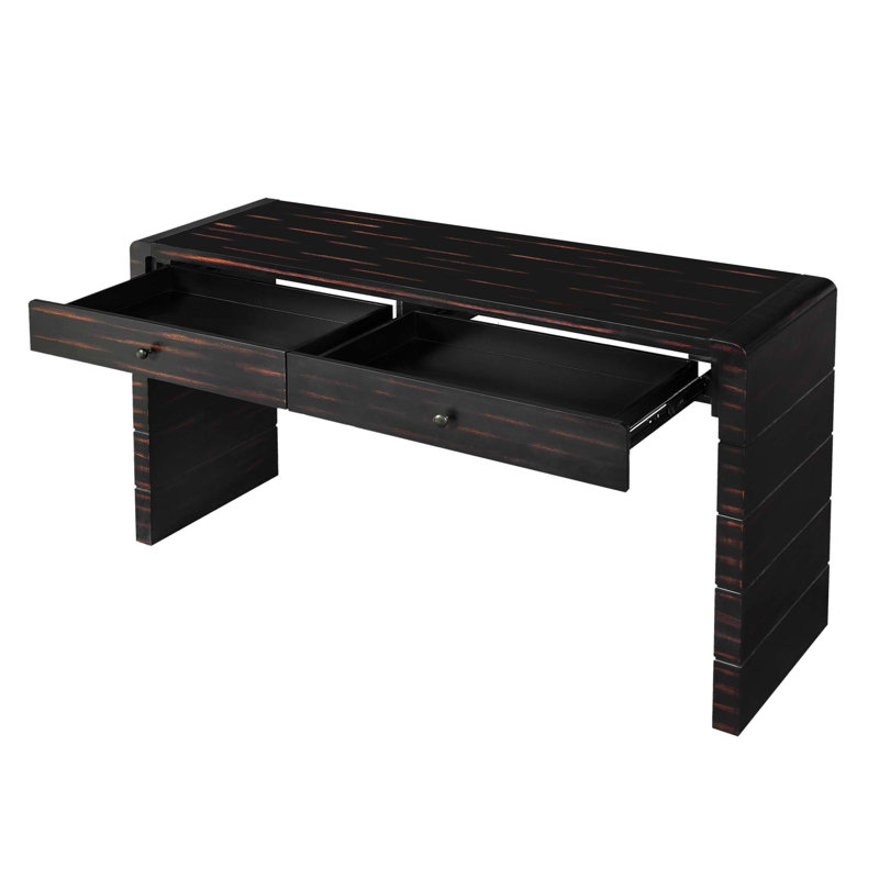 Console courbée avec rangement, table d'entrée en bois avec 2 tiroirs, consoles rustiques de ferme pour le hall d'entrée, le couloir, le salon, 