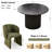 3-Piece Dining Table Set, Wood Top, Faux Fur Armchairs-108053030-108053035-108053036