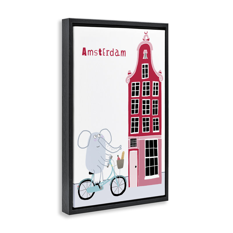 Elephant & Amsterdam Building Floating Frame, design by Carla Daly, 31" H x 21" W, Jet Black Floater Frame