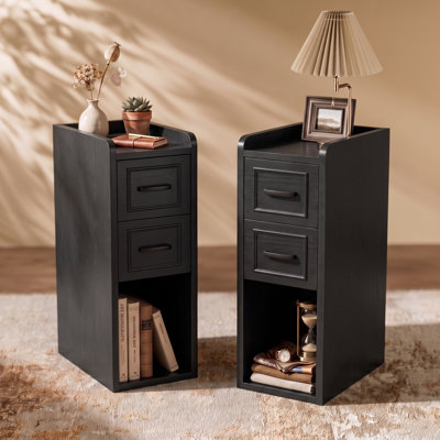 Table de chevet étroite blanche, tables de chevet minces en bois pour petite chambre à coucher, table de bout moderne avec tiroirs, parfaite pour les appartements