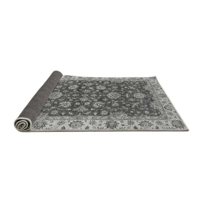 Tapis oriental noir / gris à motif machine 3 pi x 3 pi Askari