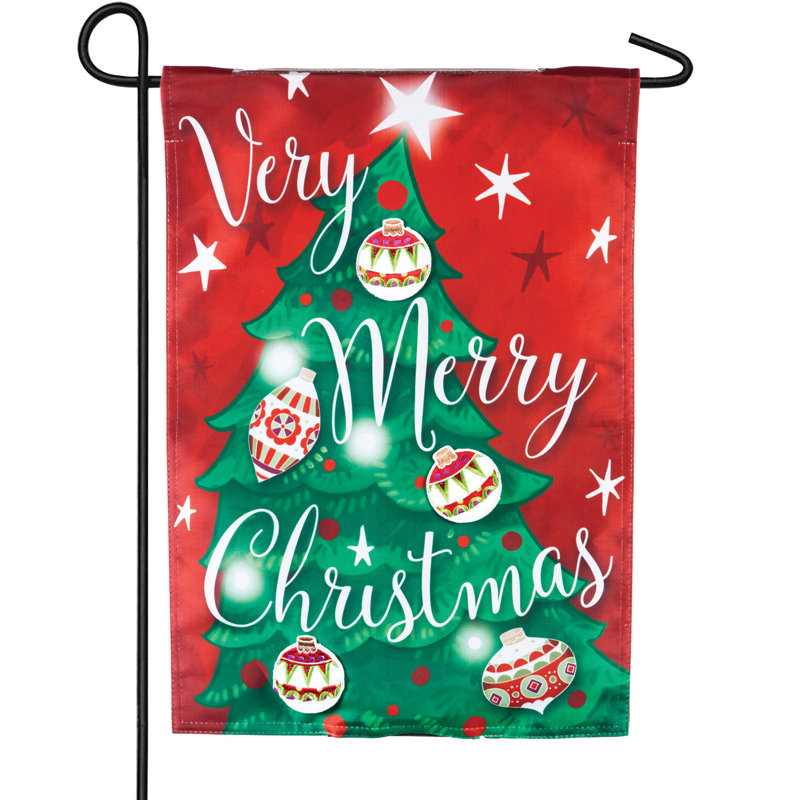 Drapeau de jardin en polyester à del solaire joyeux christmas