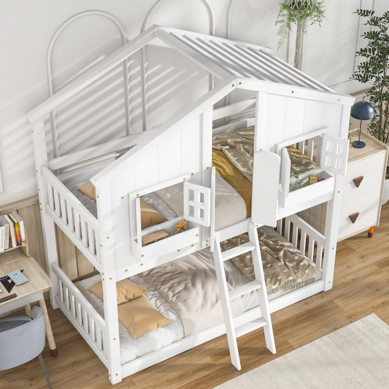 Netawaka Kids Twin Bunk Bed, White