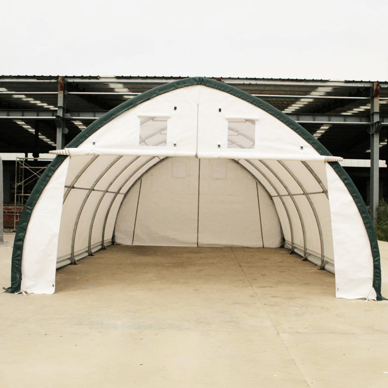 Abri de rangement à arche simple de 20 pi x 30 pi x 12 pi: 11 oz PE, construction, répond aux exigences industrielles et architecturales imperméable, améliore l'espace intérieur à des fins récréatives