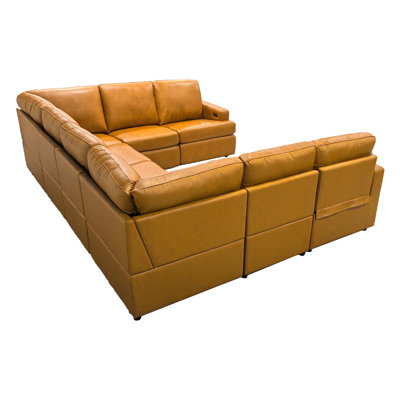 Ningsou Leather Match Power Recline Sectional