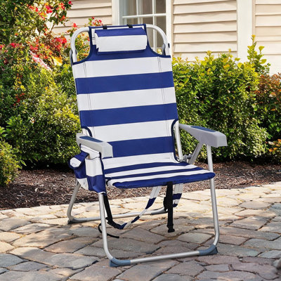 Chaise de plage aux détails en bois massif, design réglable, conception pliable et porte-gobelet latéral