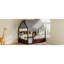 Spacieux lit double en bois avec rangement et tente Montessori