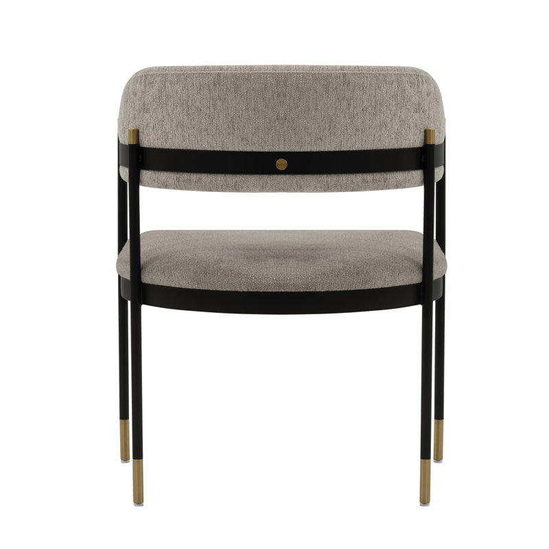 Lenahan Chenille Metal Side Chair Dining Chair, Stone, 2