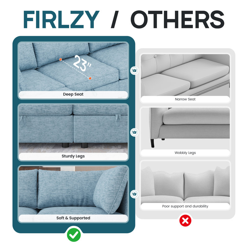 Canapé modulaire 4 places modulaire avec rangement caché, canapé convertible avec coussins moelleux, Polyester bleu