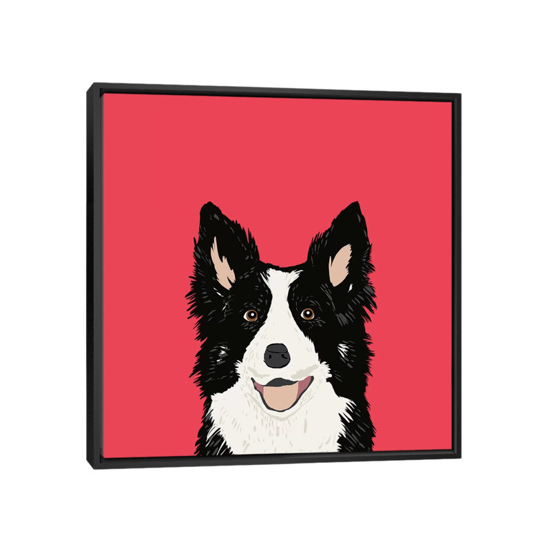 «Border Collie», impression sur toile tendue, H 18 po x l 18 po x P 1,5 po, Toile avec cadre noir, Pas de tapis