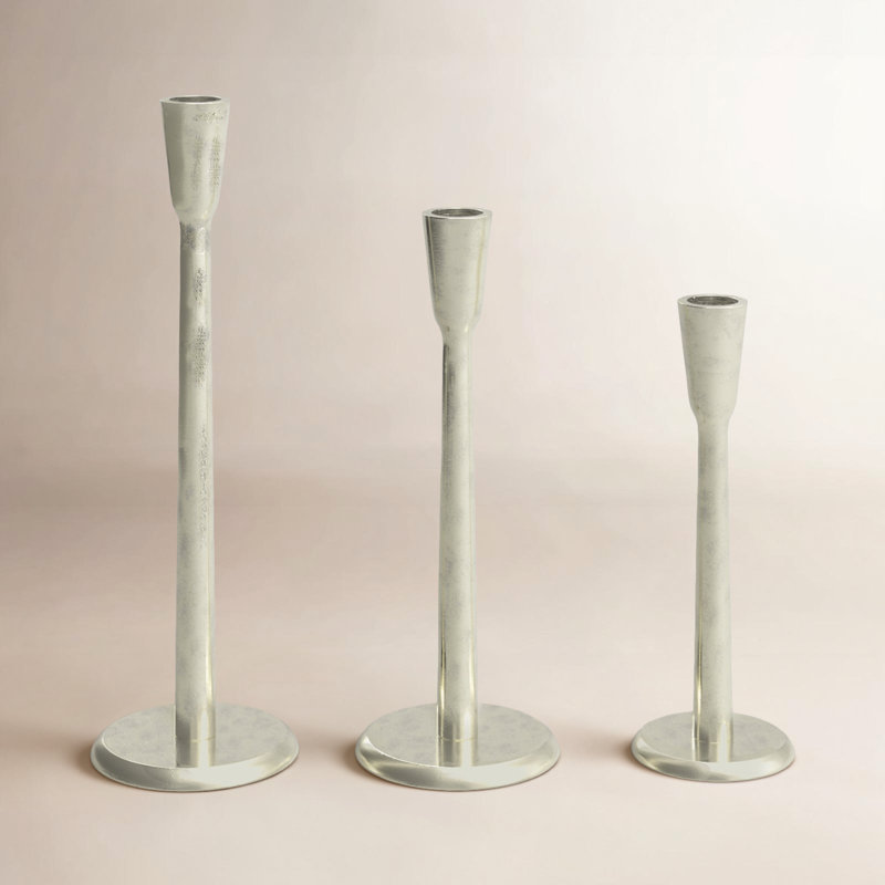 Aluminum Tabletop Candlestick, Silver