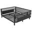 Lit plateforme double en métal avec rails pour enfants, lit double profil bas pour garçons et filles, structure noire robuste-2123586608-2123586623