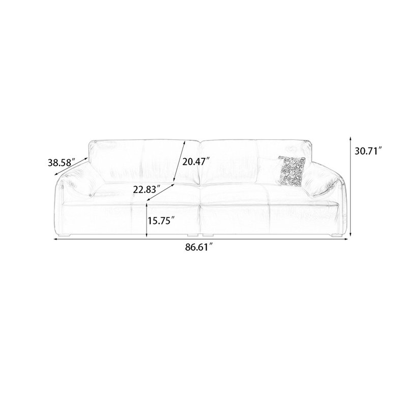 Canapé modulaire en cuir véritable caramel, H 30,71 po x l 86,61 po x P 38,58 po, Caramel