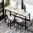 Modern 3-Piece Bar Table Set with PU Cushion Stools & 3-Tier Storage-1651480216