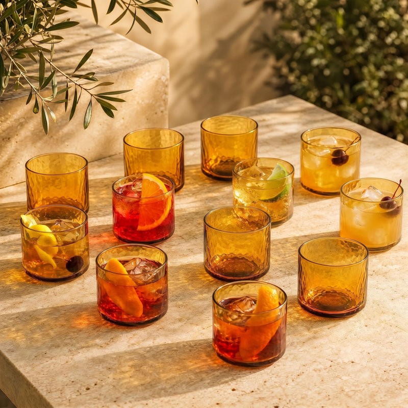 Drinking Glass with Textured Hammered Finish