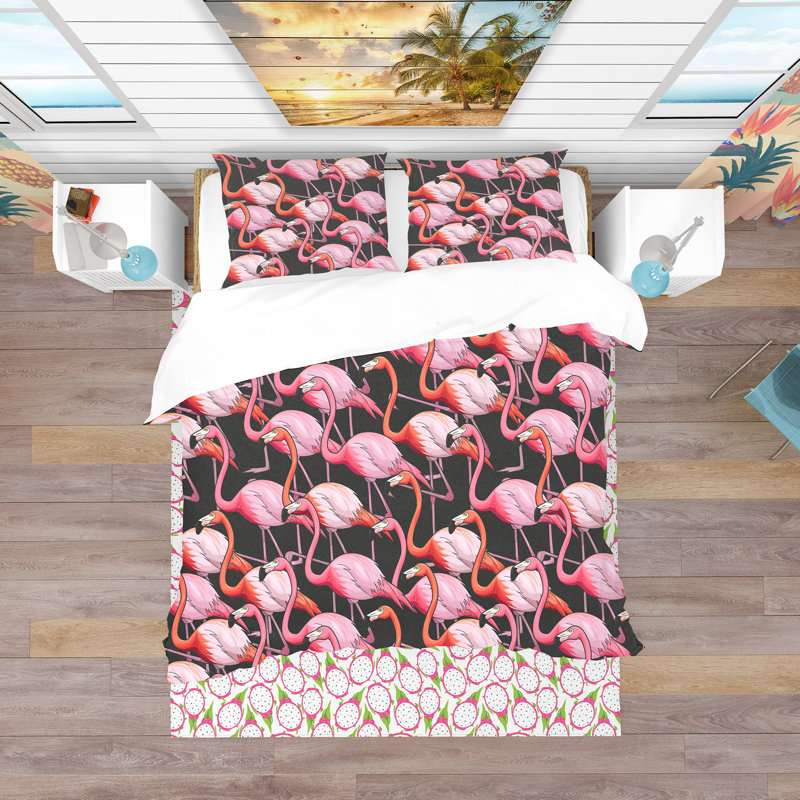 Ensemble de housse de couette tropical, Housse simple + 1 taie décorative