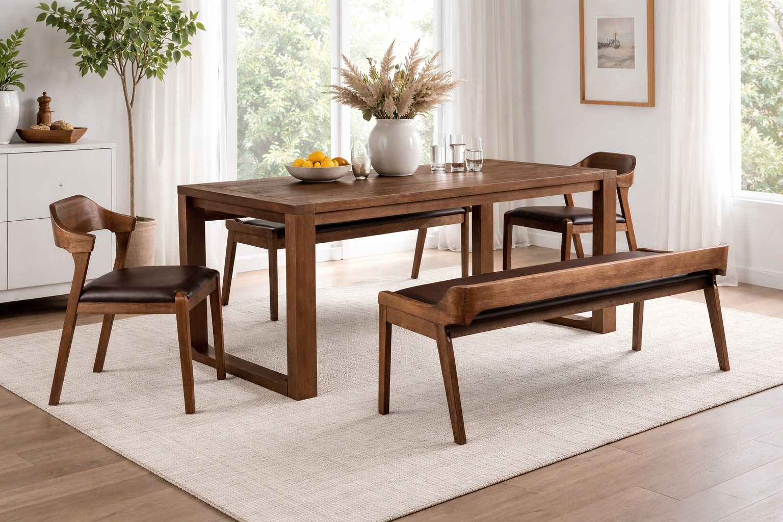 Jennylynn 6 - Piece Extendable Dining Set, 5 Pieces: Table, 2 Chairs, 2 Benches
