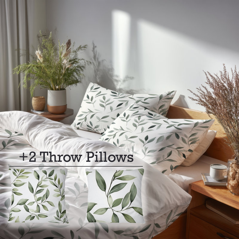 Ensemble de housse de couette et coussin décoratif Floral, Housse de couette très grand + 4 pièces supplém
