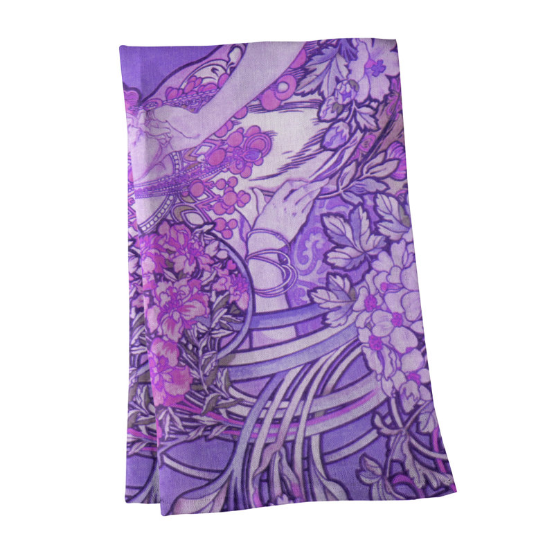 Serviette de thé à fleurs, Mauve, Polyester sergé