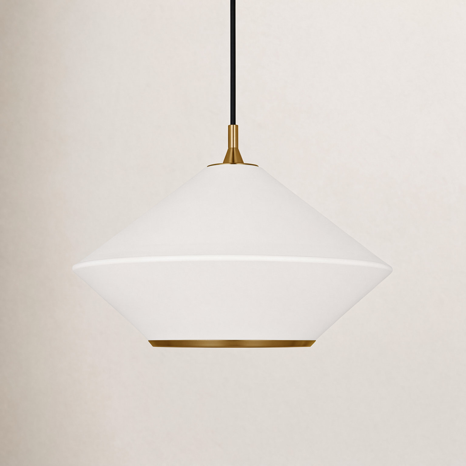 Single Light Metal Dimmable Pendant, 13.13" H x 19" W x 19" D, Matte White