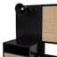 Élégante base de lit en bois massif noir avec 2 tables de chevet et lampes pratiques, Union for A Graceful Black. , Contemporain