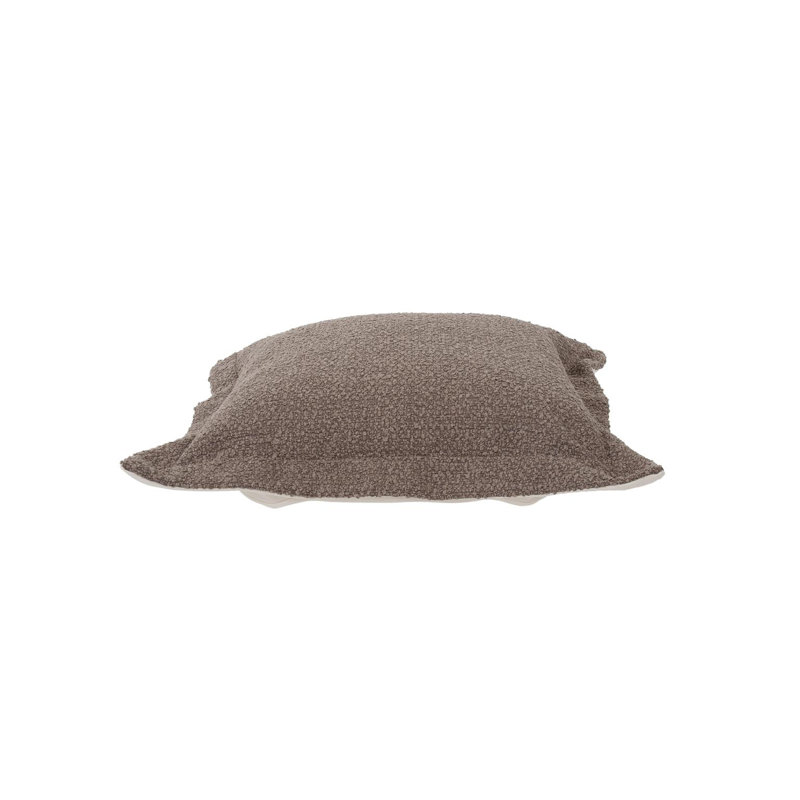 Scroll Puff Ottoman Cover & Cushion- Barbet Royal, Chocolate/Natural