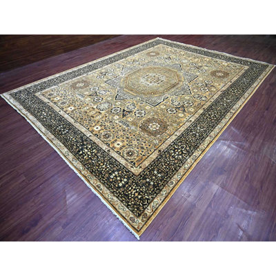 10'1"x13'6" Light Brown, 14th Century Mamluk Dynasty Pattern with Star Medallion Design, Hand Knotted, High Mountain Wool, Vegetable Dyes, Oriental Rug