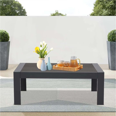Table basse d'extérieur 43 "en aluminium toutes saisons, rectangle gris moderne d'extérieur | Idée cadeau