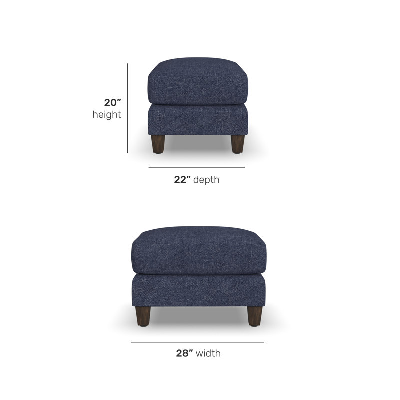 Drew Upholstered Ottoman, Blue