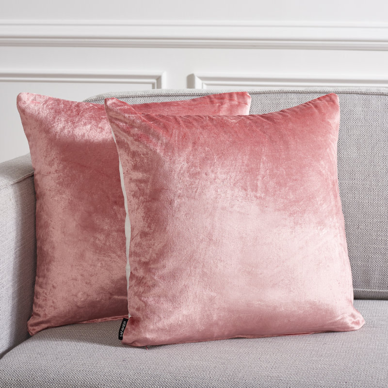 Cotton Blend Throw Pillow, 18" H x 18" W, Pink