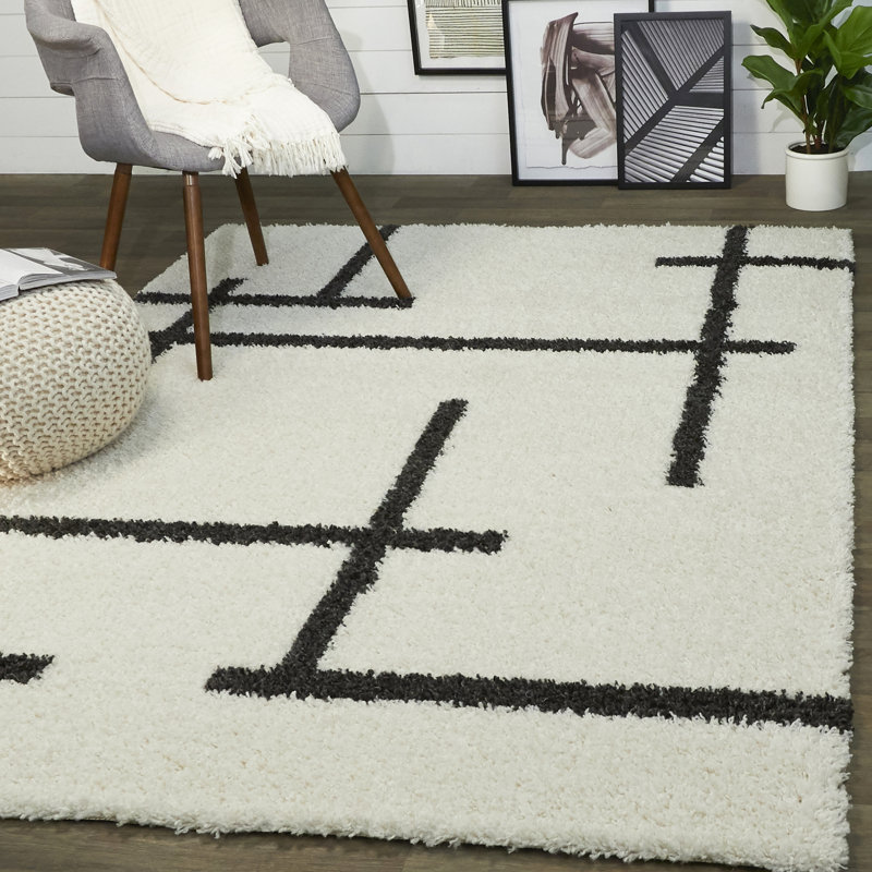 Tapis décoratif crème abstraite Donaeo, Rectangle 7 pi 10 po x 10 pi